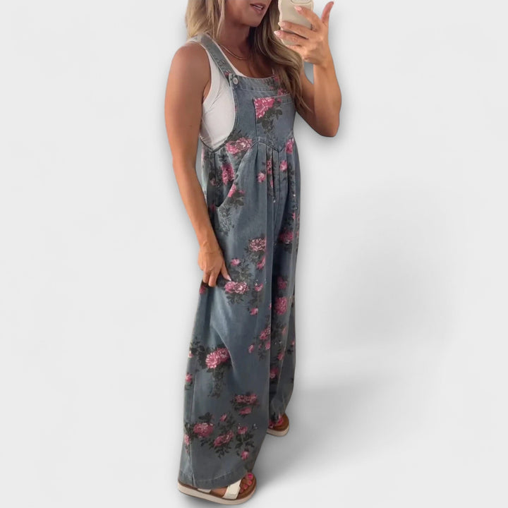 Bethany  ｜ Kvetinový vzor voľné denimové nohavice