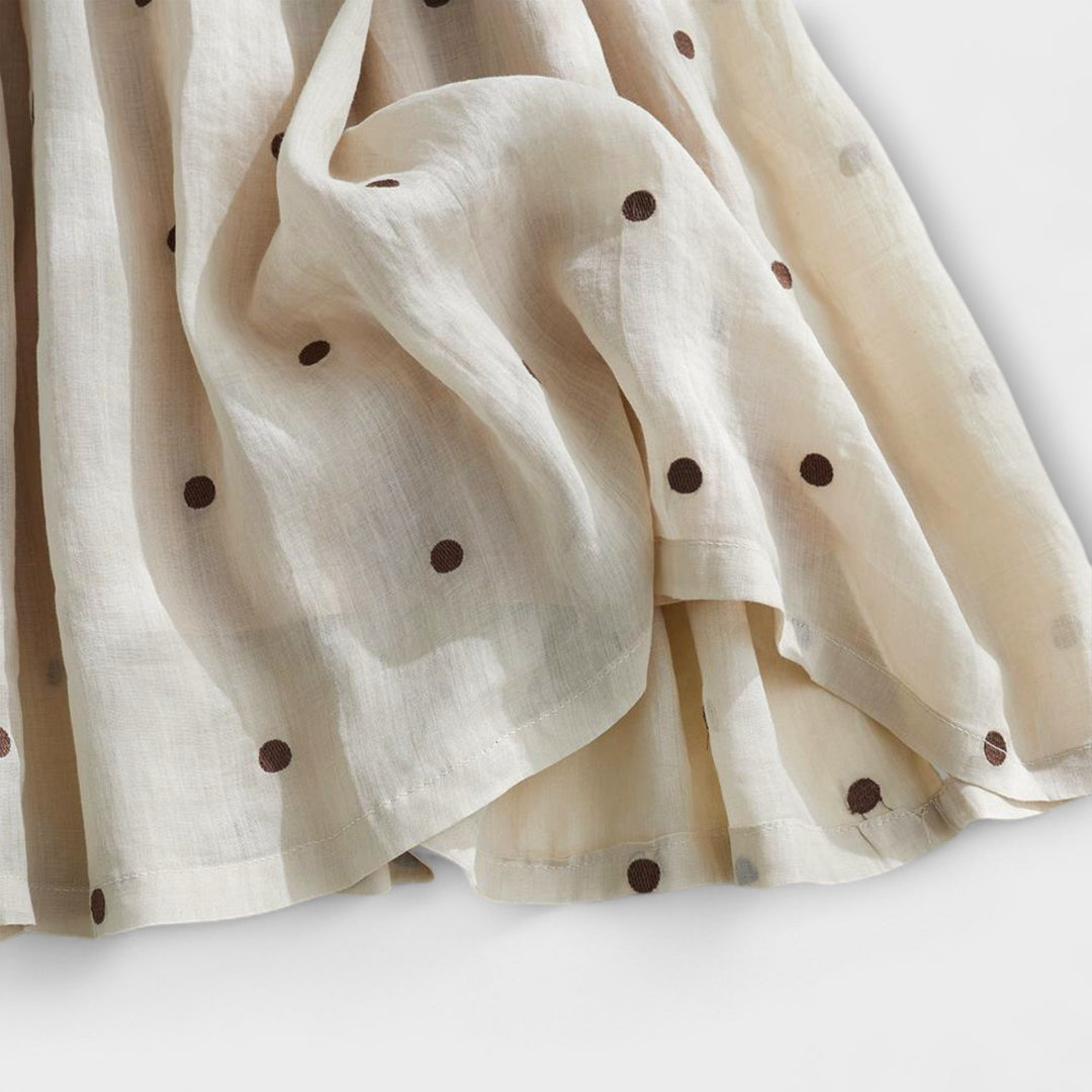 Daniela  ｜Hravá bodkovaná sukňa z bavlny a ľanu
