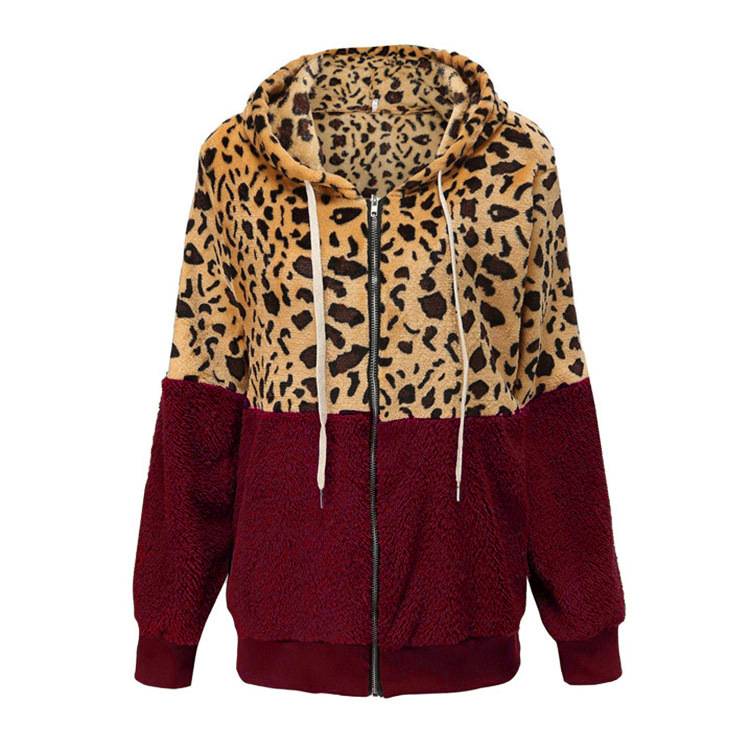 Lea ｜ Fleecekapuzenpullover s leopardím dizajnom