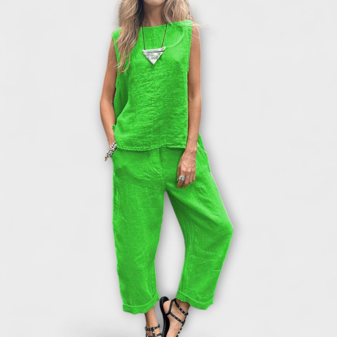 Jennifer  ｜Uvoľnený outfit z bavlny a ľanu