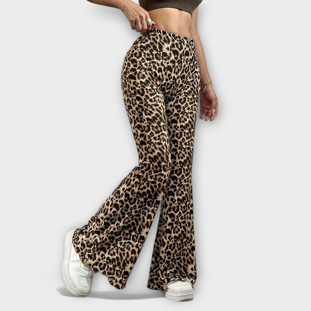 Nela  ｜Kalhoty Bootcut s leopardím potiskem