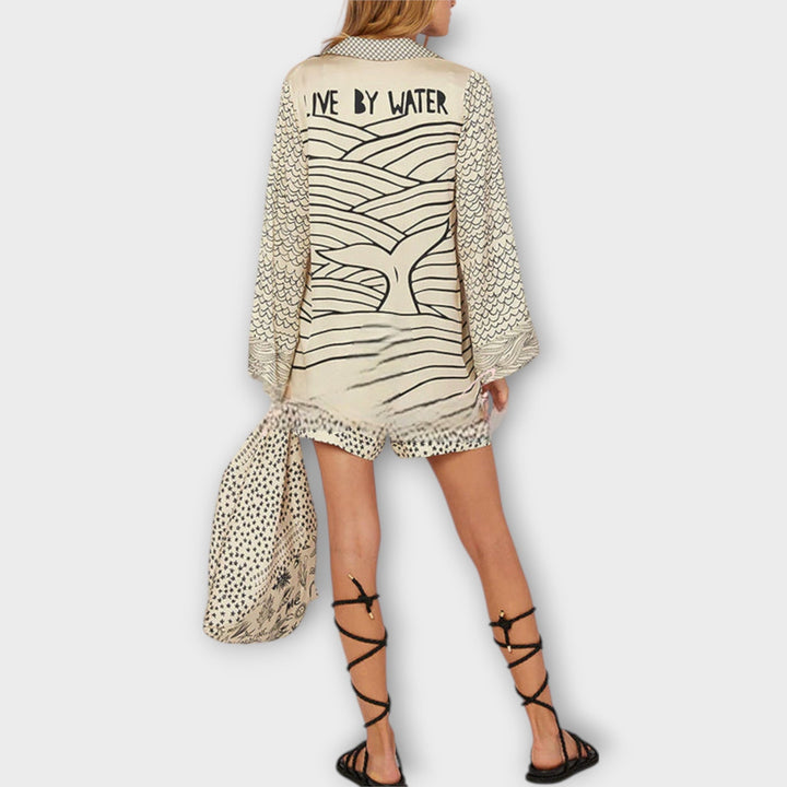 Liv  ｜Saténový set s kvapkami a šortkami