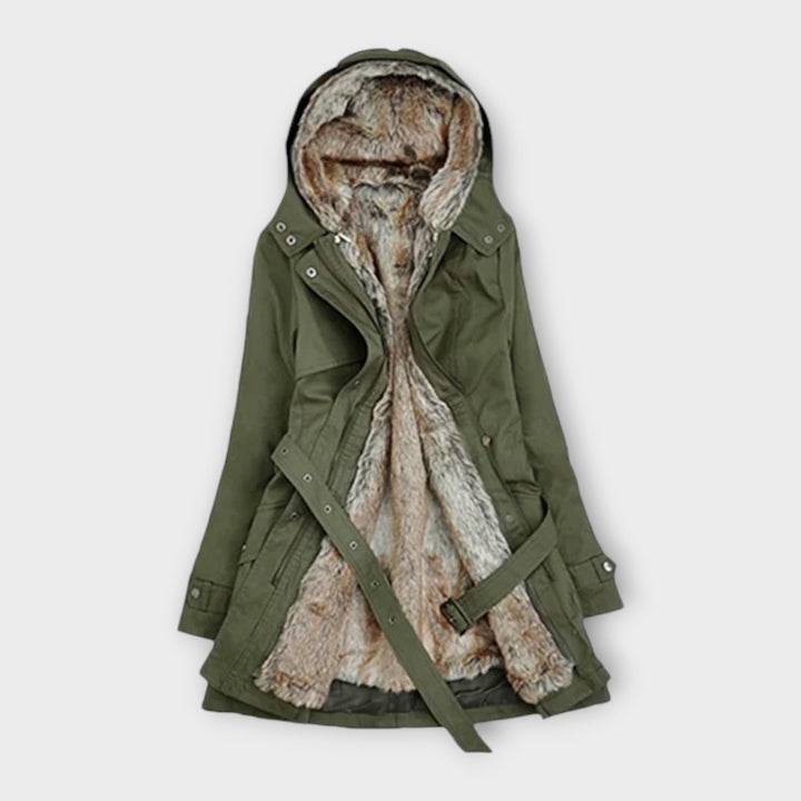 Mikash - ｜Plyšový kabát s kožušinovým podšívkou