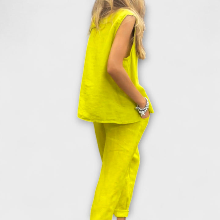 Jennifer  ｜Uvoľnený outfit z bavlny a ľanu