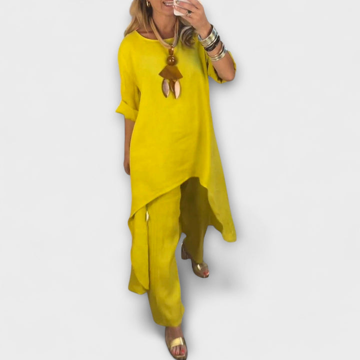 Tabea - Ľanový oblek s okrúhlym výstrihom