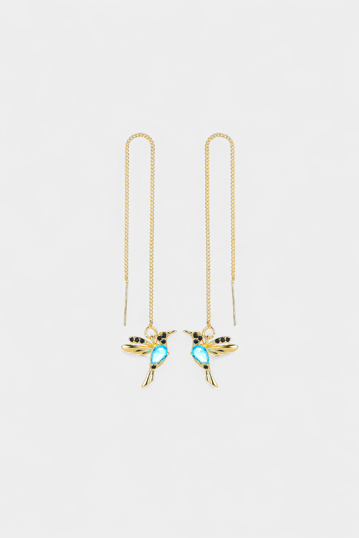 NÁUŠNICE S MOTÍVOM PTÁČIKA A MIXOVANÝCH ZIRKÓNOV