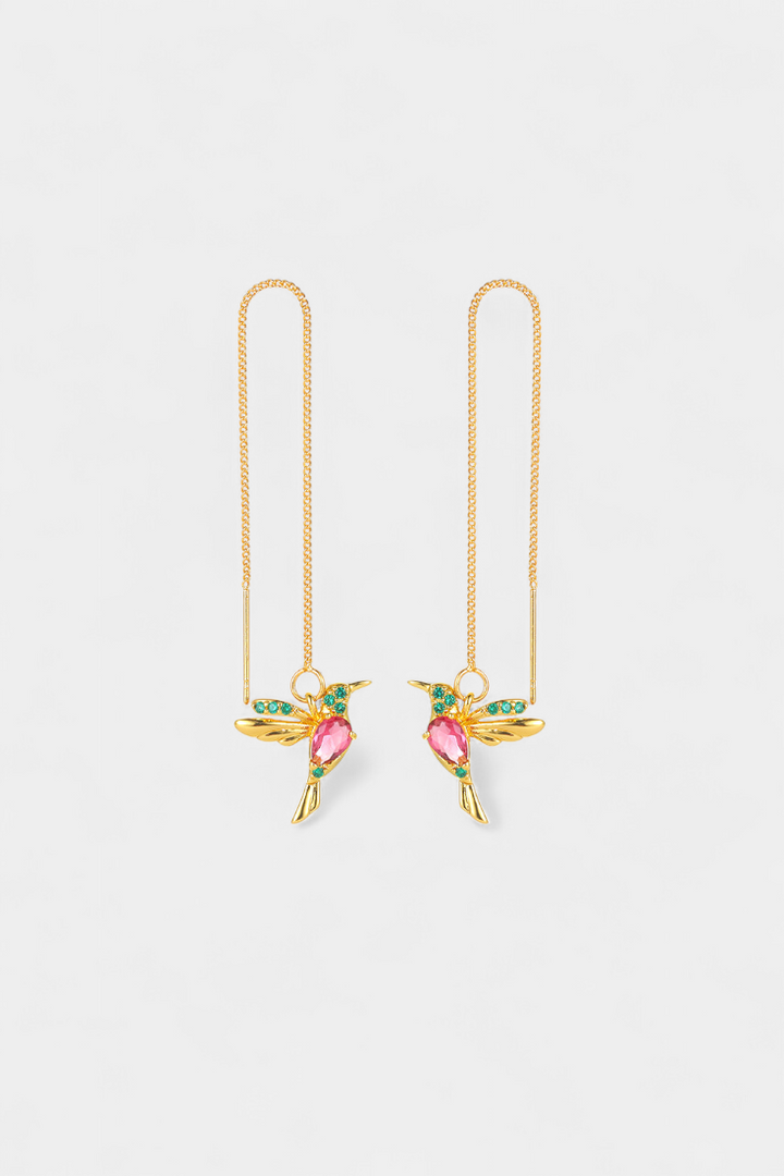 NÁUŠNICE S MOTÍVOM PTÁČIKA A MIXOVANÝCH ZIRKÓNOV