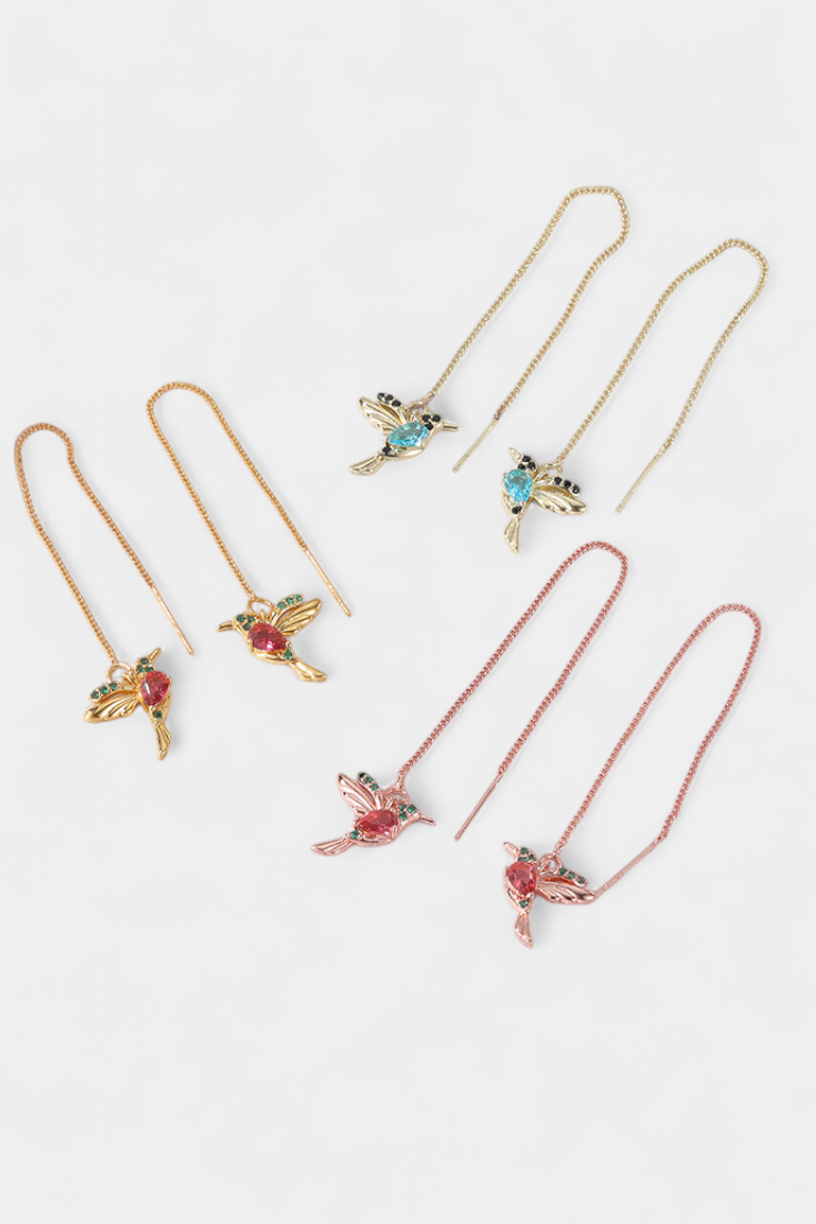 NÁUŠNICE S MOTÍVOM PTÁČIKA A MIXOVANÝCH ZIRKÓNOV