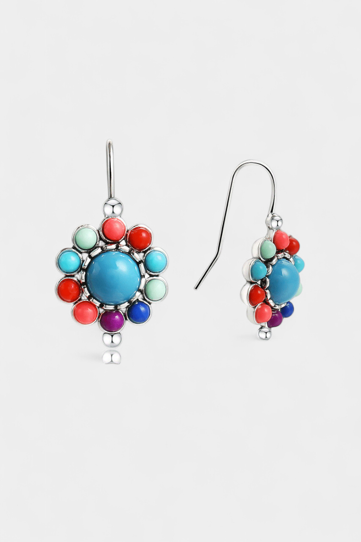 FAREBNE OKRÚHLE NÁUŠNICE S TYRKYSOM